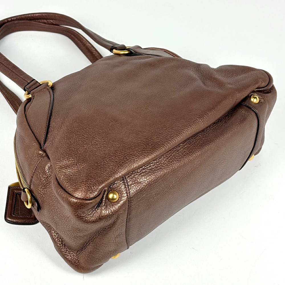 Prada Brown Logo Leather Shoulder Bag
